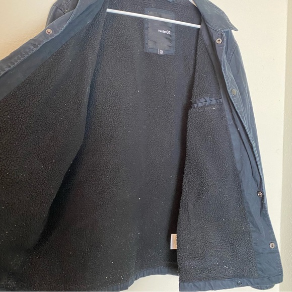 Hurley black canvas denim jacket, lined men’s XL coat - Picture 5 of 5